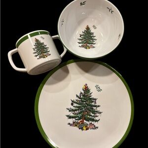 Kids Christmas Tree Melamine Dinnerware Set - Green